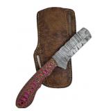 Damascus Steel Fixed Blade Knife w/ Sheath