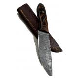 Damascus Steel Fixed Blade Knife w/ Sheath