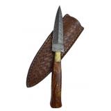 Damascus Steel Fixed Blade Knife w/ Sheath