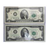 (2) 1976 US $2 Bills, Federal Reserve Notes