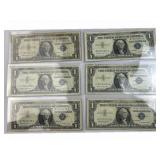 (5) 1957B US $1 Silver Certificates