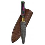 Damascus Steel Fixed Blade Knife w/ Sheath