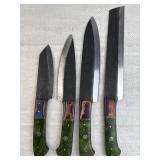 (4) Damascus Steel Chef's Kitchen Knives Set