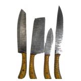 (4) Damascus Steel Chef's Kitchen Knives Set