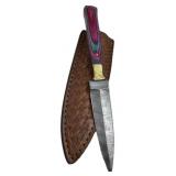 Damascus Steel Fixed Blade Knife w/ Sheath