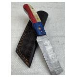 Damascus Steel Fixed Blade Knife w/ Sheath