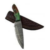 Damascus Steel Fixed Blade Knife w/ Sheath
