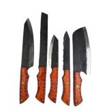 (5) Handmade Steel Chef's Kitchen Knives Set