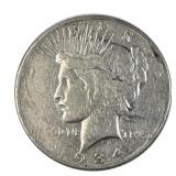 1934-D Peace Silver Dollar, US $1 Coin, 90%