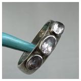 925 Silver Triple Amethyst Band Ring