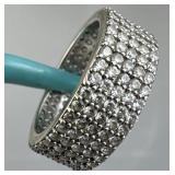 925 Silver Wide 5-Row Pave Zirconia Band Ring