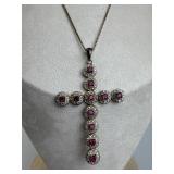 925 Silver Ross Simons Topaz & Diamond Cross Neckl