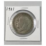 1921 Great Britain Silver Half Crown, .500