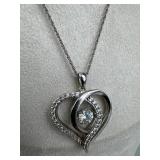 925 Silver Dancing Zirconia Open Heart Pendant Nec
