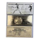 Nolan Ryan 23KT Gold $100 Bill Commem