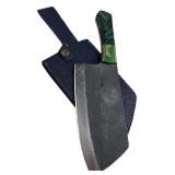 Lg Handmade Steel Cleaver Blade Knife w/ Sheath