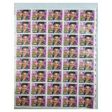 1993 Elvis Presley 29c US Stamp Sheet (Stuck)