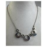 925 Silver Vintage Geometric Open Circle Bib Neckl