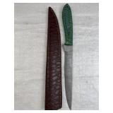 Damascus Steel Long Fillet Blade Knife w/ Sheath