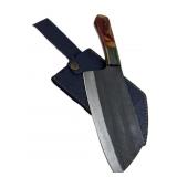Handmade Steel Fixed Cleaver Knife w/ Sheath