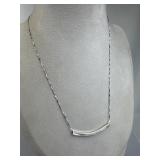 925 Silver Minimalist Curved Bar Slider Necklace
