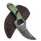 Damascus Steel Fixed Blade Knife w/ Sheath