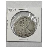 1923-S Walking Liberty Silver Half, 50c, 90%