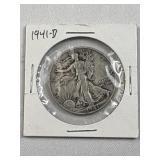 1941-D Walking Liberty Silver Half, 50c, 90%