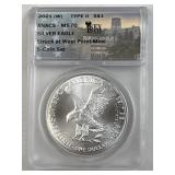 1oz American Silver Eagle, 2021-W MS70 .999 Fine