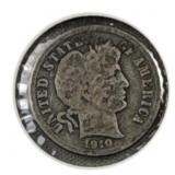 1910-D Barber Silver Dime, 10c US Coin, 90%