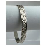 925 Silver Adjustable Floral Bangle Bracelet