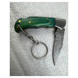 Damascus Steel Mini Keychain Knife