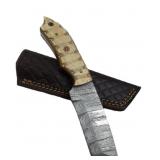 Damascus Steel Tanto Blade Knife w/ Sheath