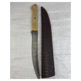 Lg Damascus Steel Long Fillet Knife w/ Sheath