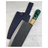 Lg Handmade Steel Cleaver Blade Knife w/ Sheath