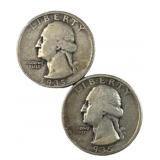 (2) 1935, 1935-D Washington Silver 25c US Coins