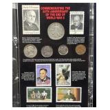 1945 US WWII Silver Coin & Stamp Set