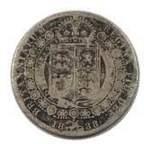 1888 Great Britain Silver Half Crown Coin, .925