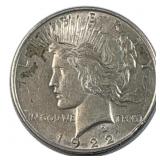 1922 Peace Silver Dollar, US $1 Coin, 90%