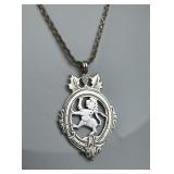 925 Silver Vtg British Watch Fob Medal Necklace