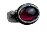 925 Silver Vintage Oval Cabochon Red Garnet Ring