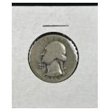 1936 Washington Silver Quarter, US 25c Coin, 90%