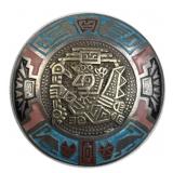 925 Silver Vtg Circular Peruvian Enamel Brooch/Pen