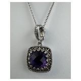 925 Silver Quality Optic Amethyst Pendant Necklace