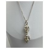 925 Silver Tibetan Vajra Dorje Pendant Necklace