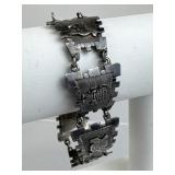 925 Silver Vintage Peruvian Panel Link Bracelet