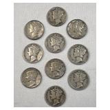(10) US Silver Dimes, 10c US Coins, 90%