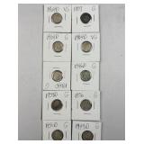 (10) US Silver Dimes, 10c US Coins, 90%