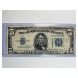 1934-D $5 Silver Certificate, Blue Seal US Note