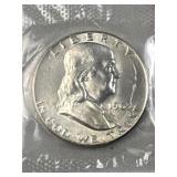 1963-D BU Franklin Silver Half Dollar, 50c, 90%